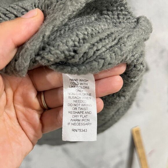 Max Studio Womens Open Knit Sweater Sz Large Grey V-neck Long Sleeve Wool Blend - Picture 5 of 11